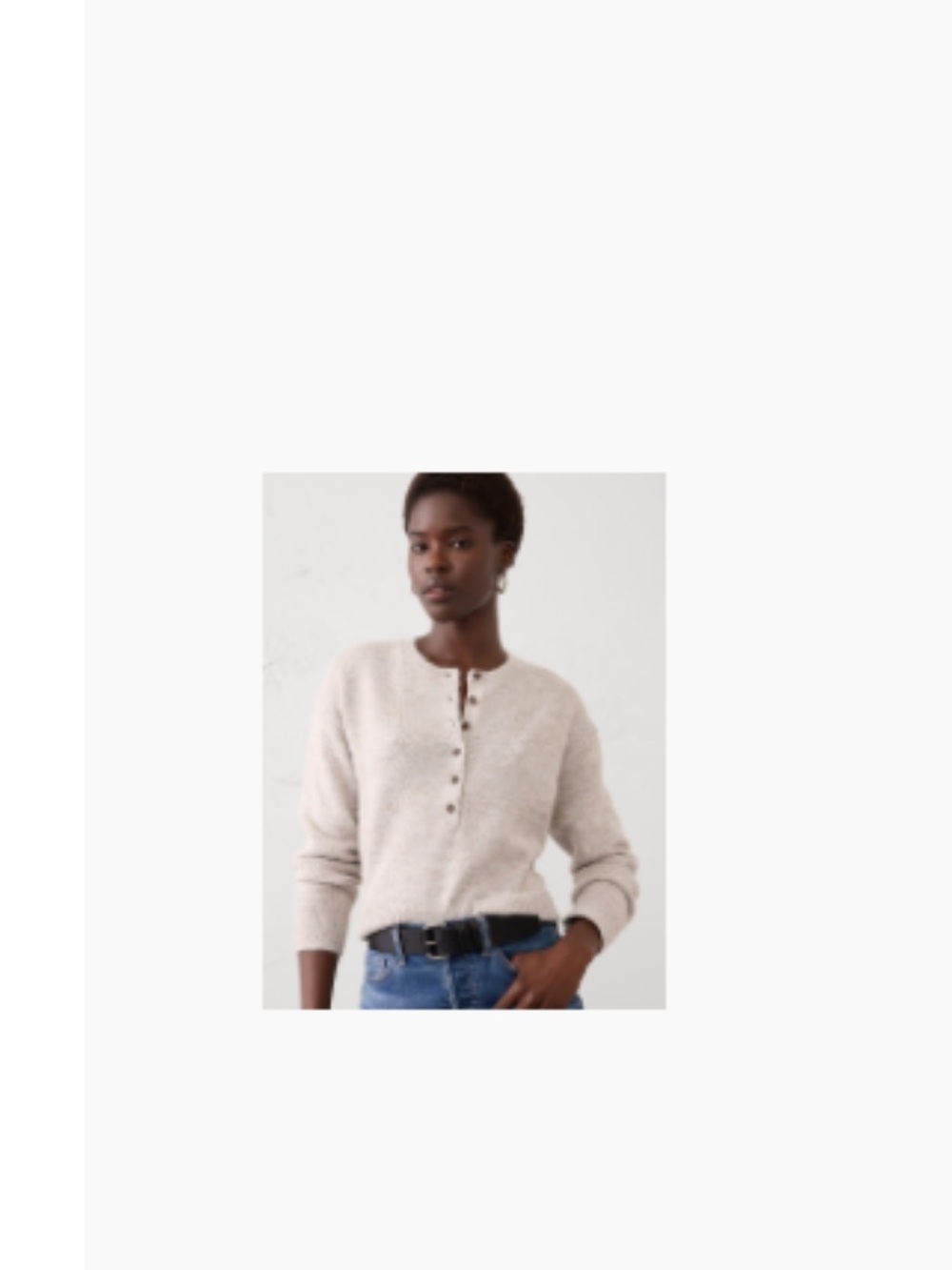 Banana Republic Neutral Beige Henley Knit Sweater